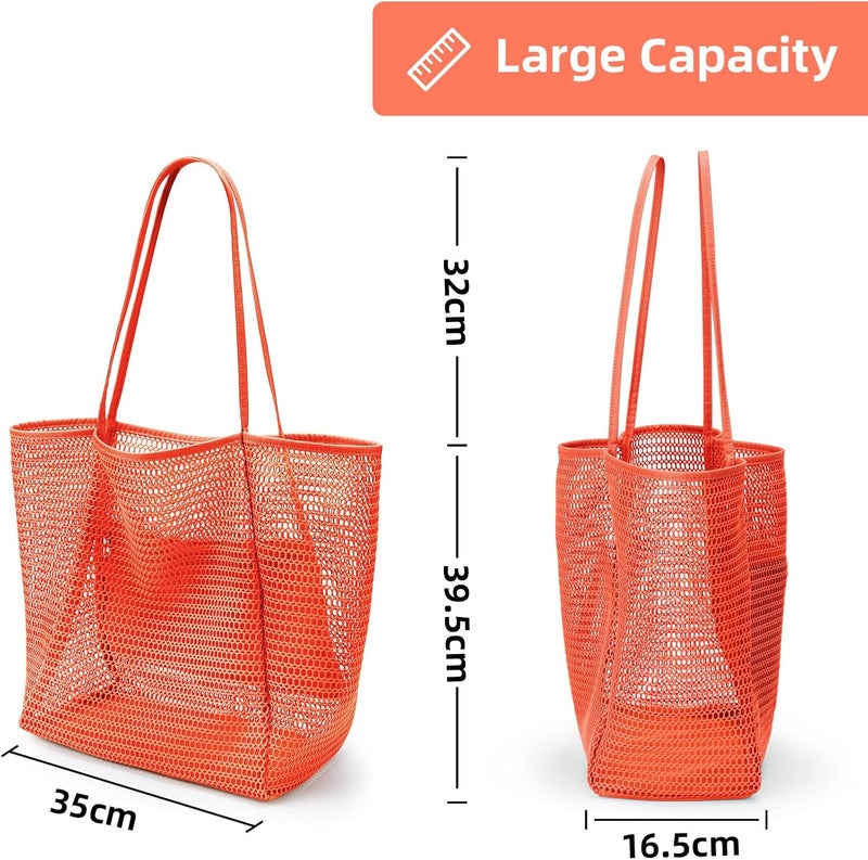 KALIDI BeachNylon Mesh Tote Bag, Casual Tote Bag Hobo Women Foldable MAX 23L Shoulder Bag For Beach Picnic Vacation - Image 5